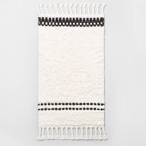 Magnolia Stitch Stripe Bath Rug & Braided Fringe